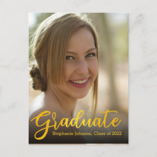Graduate Gold Script Photo Class 2022 Graduation  Postcard