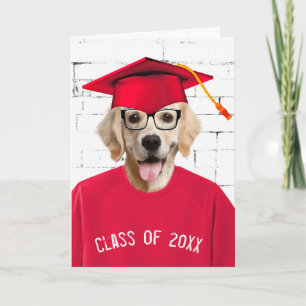 Graduate Golden Retriever with Red Cap Card