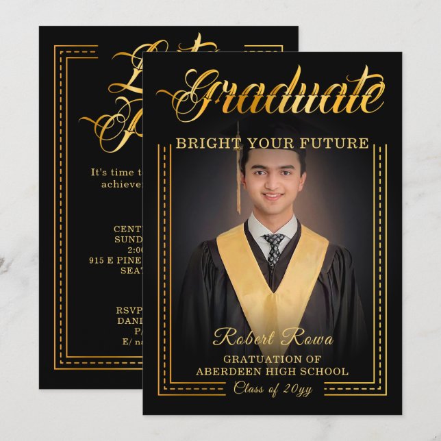 Graduate. Golden touch Brighten your future Invitation (Front/Back)