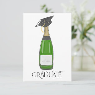 Graduate Grad Cap Champagne Bottle Thank You Card