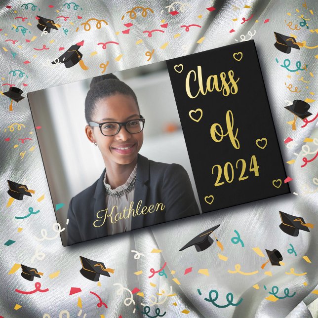 Graduate Grad Photo Graduation Gold  Guest Book (Graduate Grad Photo Graduation Gold Guest Book is great for signatures at a party or event. )