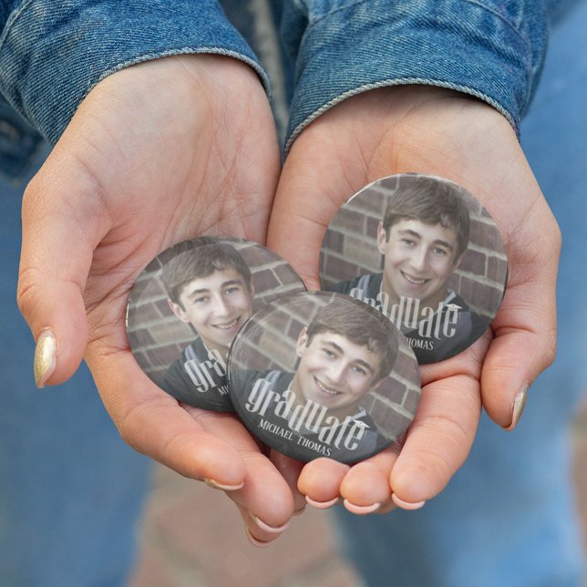 Graduate Grad Typography Graduation Photo Simple  6 Cm Round Badge (Creator Uploaded)
