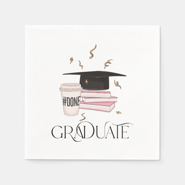 Graduate Graduation Cap Books Coffee Napkin (Front)