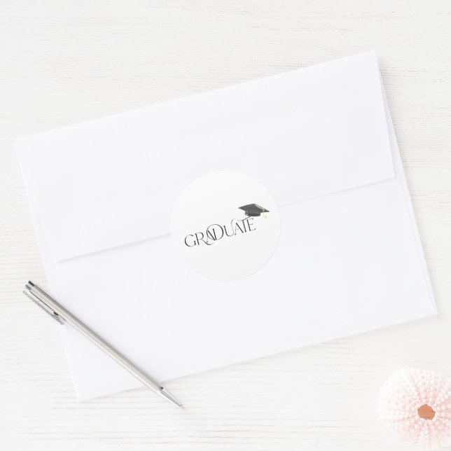 Graduate Graduation Cap Classic Round Sticker (Envelope)