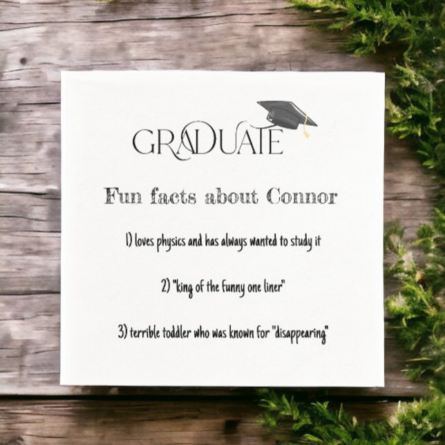Graduate Graduation Cap Fun Facts Napkin (Creator Uploaded)