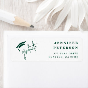 Graduate Graduation Cap Green Return Address