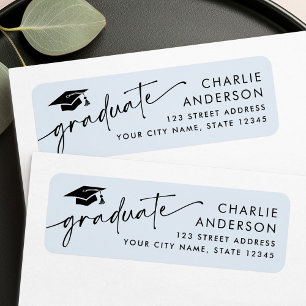 Graduate graduation cap light blue return address