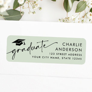 Graduate graduation cap light green return address