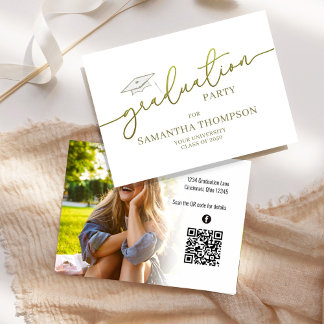 Graduate Graduation Cap Photo Party QR Code Business Card