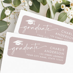 Graduate graduation cap rose taupe return address
