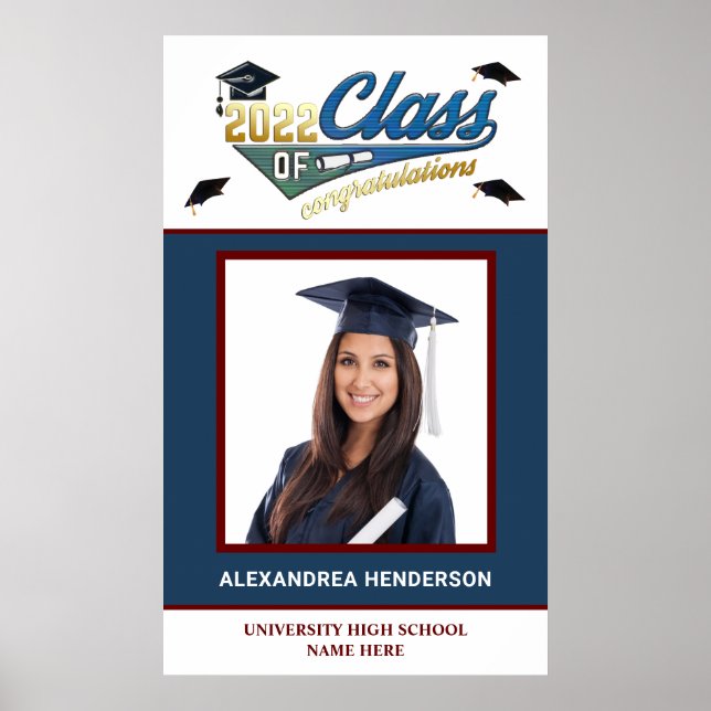Graduate Graduation Class Photo Congratulations   Poster (Front)