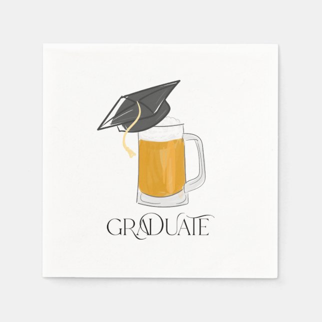 Graduate Graduation Grad Cap Beer Napkin (Front)