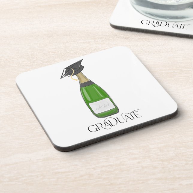 Graduate Graduation Grad Cap Champagne Coaster (Left Side)
