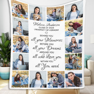 Graduate Graduation Inspirational 14 Photo Collage Fleece Blanket