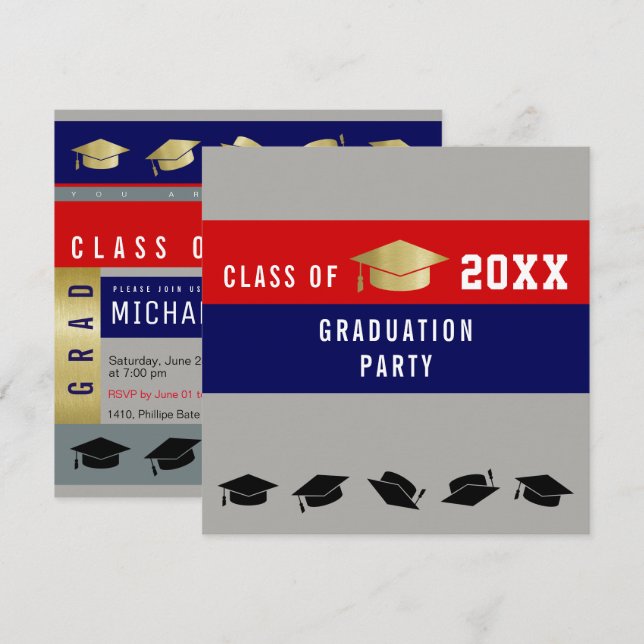 graduate / graduation party stylish invitation (Front/Back)