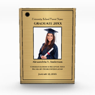 Graduate Graduation Photo Gold Logo Modern Awards  Block