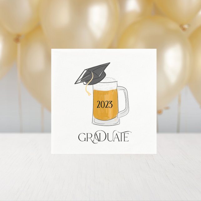 Graduate Graduation Pint of Beer Class of Grad Cap Napkin (Creator Uploaded)