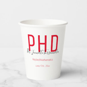 Graduate Graduation Red PhD Party Paper Cups