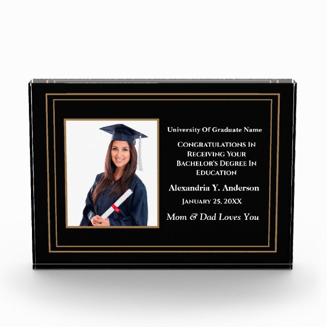 Graduate Graduation School Award Personalise Photo Block (Front)