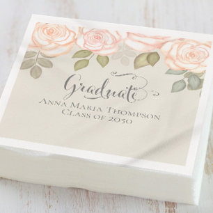 Graduate Green Floral Personalised Napkin