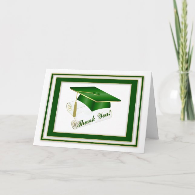 Graduate Green Thank You Card (Front)