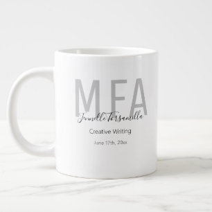 Graduate Grey Black Date Name Degree MFA Large Coffee Mug