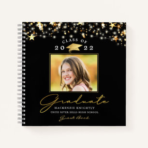 Graduate Guest Book 2022 Photo Black Gold