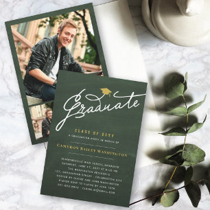 Graduate Handwriting Script Chalkboard Grad Party Invitation