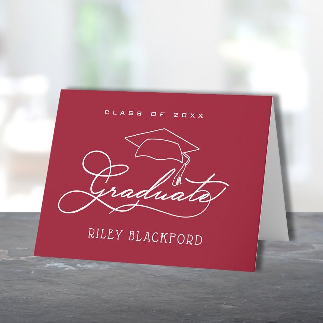Graduate Hat Crimson Note Card (Creator Uploaded)