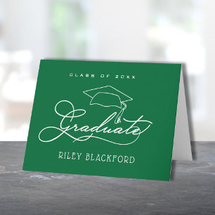 Graduate Hat Dark Green Note Card