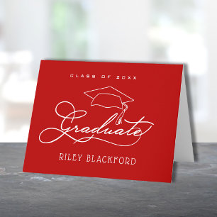 Graduate Hat Scarlet  Note Card