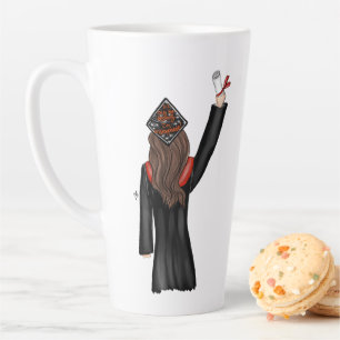Graduate Holding a Diploma Illustration Latte Mug