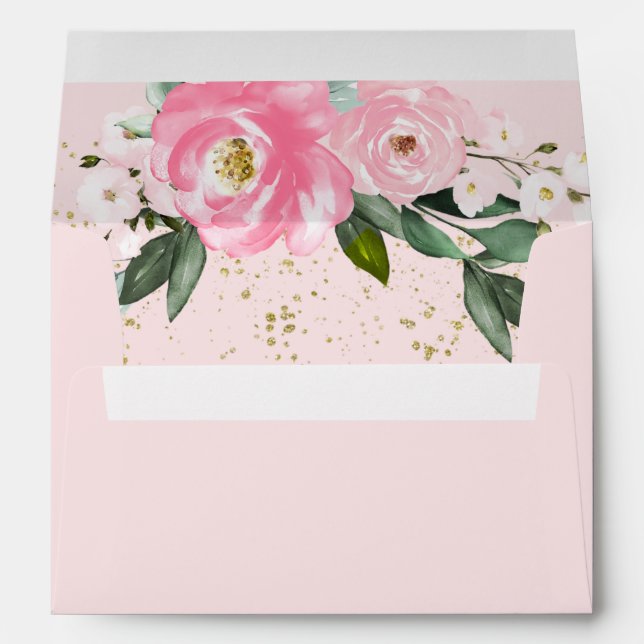 Graduate Hot Pink Floral Bouquet Elegant Envelope (Back (Bottom))