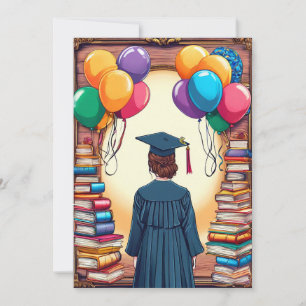 Graduate in Academic Robe Seen From Behind Invitation