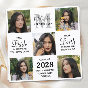 Graduate Inspirational 5 Photo Collage Graduation Announcement