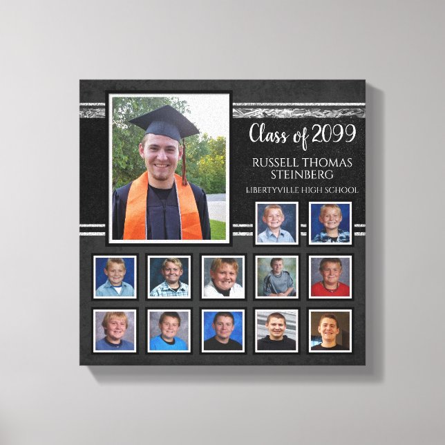 Graduate K-12 Photo Collage Keepsake Canvas Print (Front)