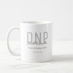 Graduate Keepsake Black Grey Name Degree DNP Coffe Coffee Mug