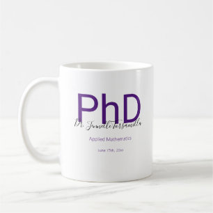 Graduate Keepsake Black Purple Name PhD Graduation Coffee Mug