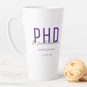Graduate Keepsake Purple Name Degree PhD Latte Mug