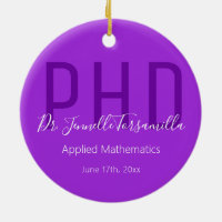 Graduate Keepsake Purple White Name Degree PhD