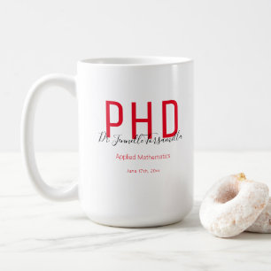 Graduate Keepsake Red Black Name PhD Coffee Mug