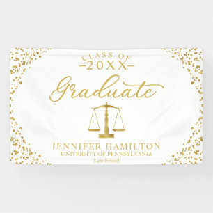 Graduate Law School White Gold Graduation Banner