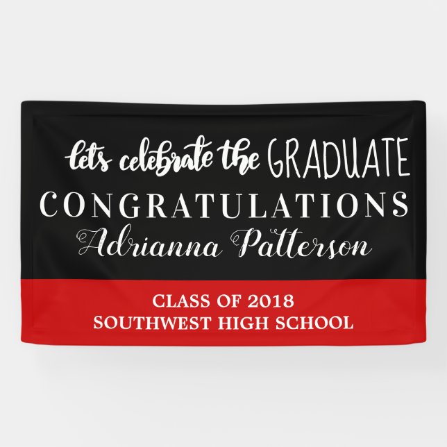 Graduate Lets Celebrate The Graduate Black Red Banner (Horizontal)