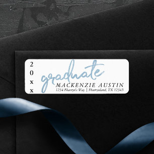 Graduate Light Blue   Brush Script Return Address