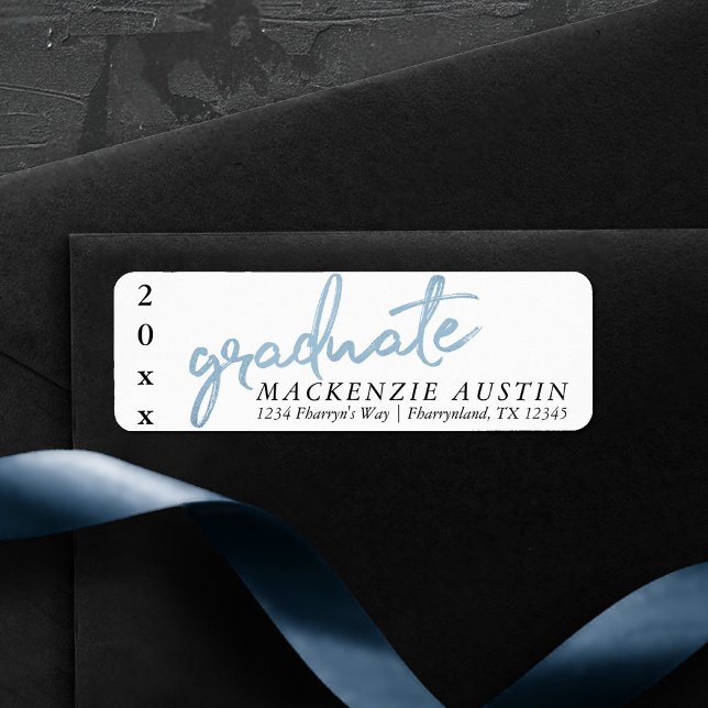 Graduate Light Blue | Brush Script Return Address (Creator Uploaded)