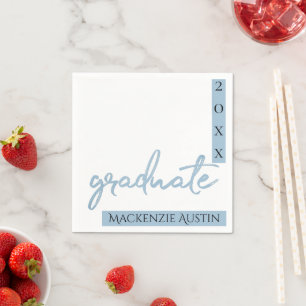 Graduate Light Blue   Robin Egg Brush Script Napkin