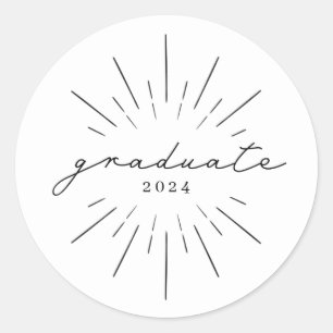 Graduate Line Art Class Of Graduation Classic Roun Round Sticker
