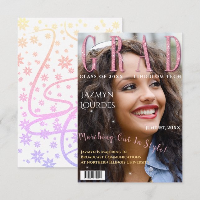 Graduate Magazine Cover Photo Graduation  Announce (Front/Back)