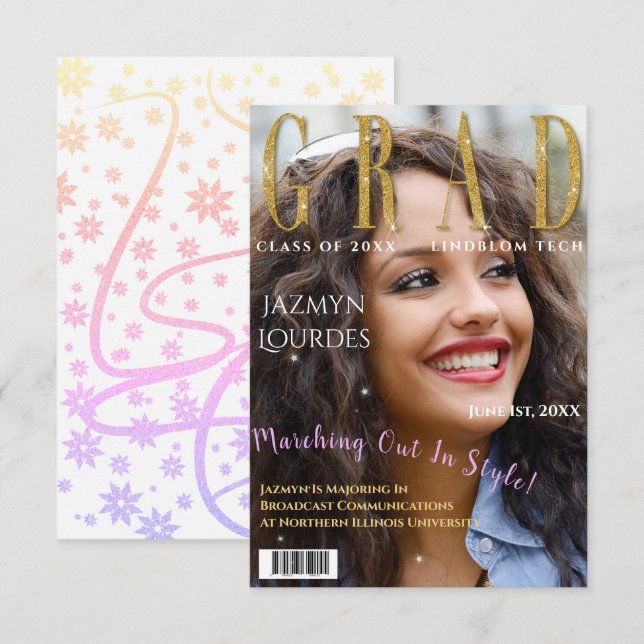 Graduate Magazine Cover Photo Graduation Announce (Front/Back)