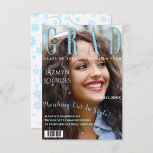 Graduate Magazine Cover Photo Graduation  Announce Invitation